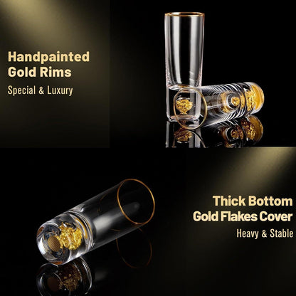 Kristall Schnapsgläser mit 24K Blattgold - 2er Set