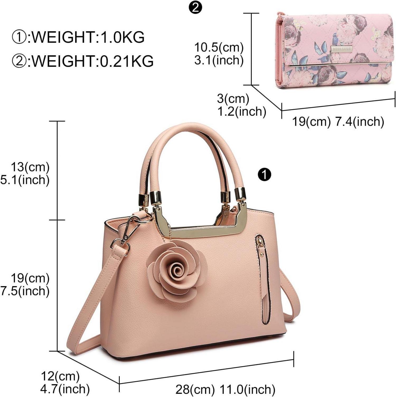 Miss Lulu Damen Handtasche mit Geldbörse Set Schultertasche