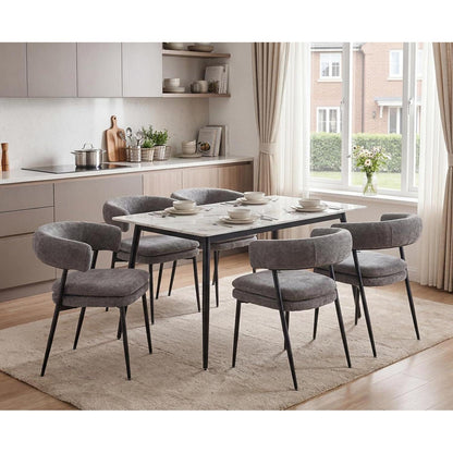 Chenille Esszimmerstühle 2er Set Grau – Modern & Bequem