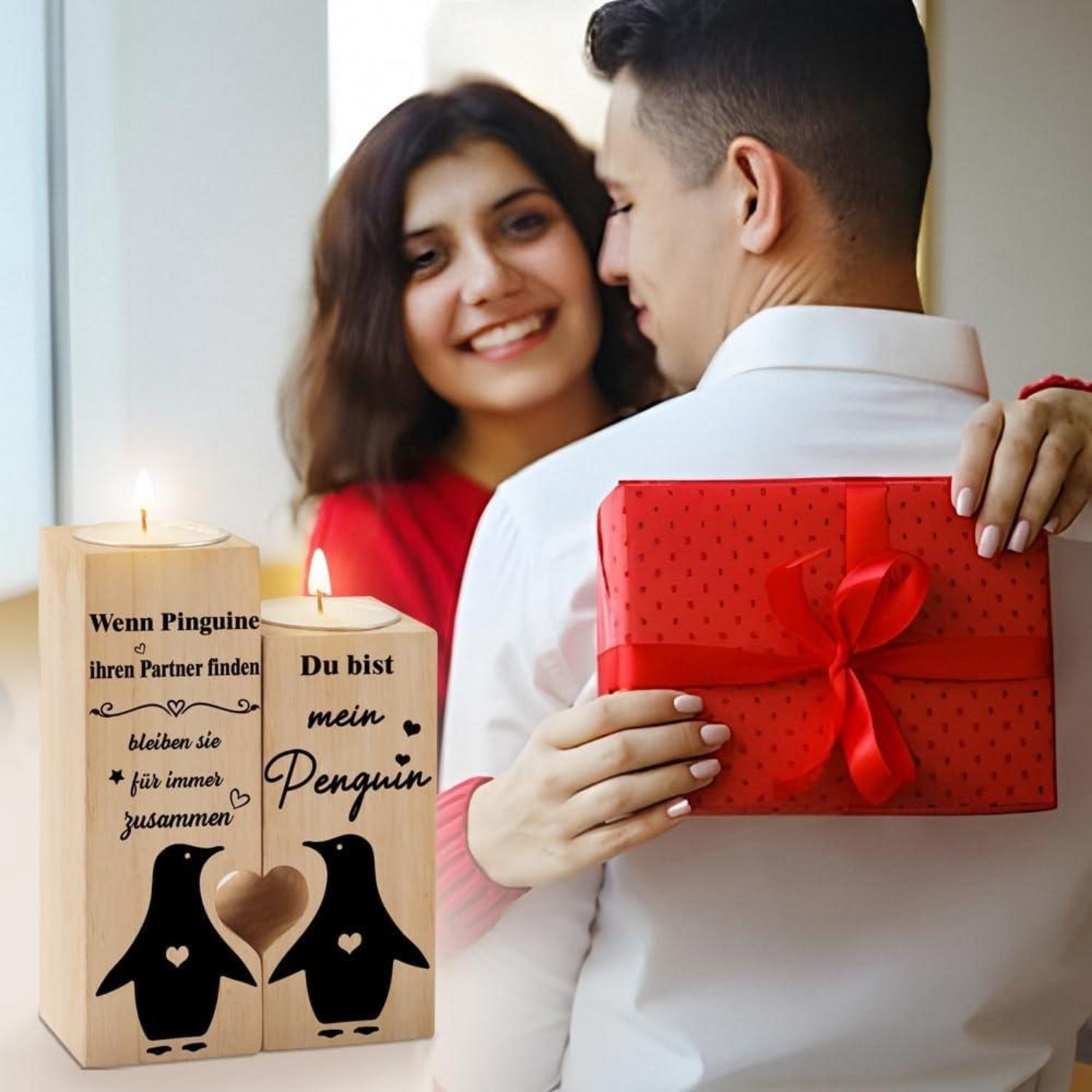 Pinguin Kerzenständer Jahrestag Geschenk für Freundin Ich Liebe Dich Valentinstag Ehefrau