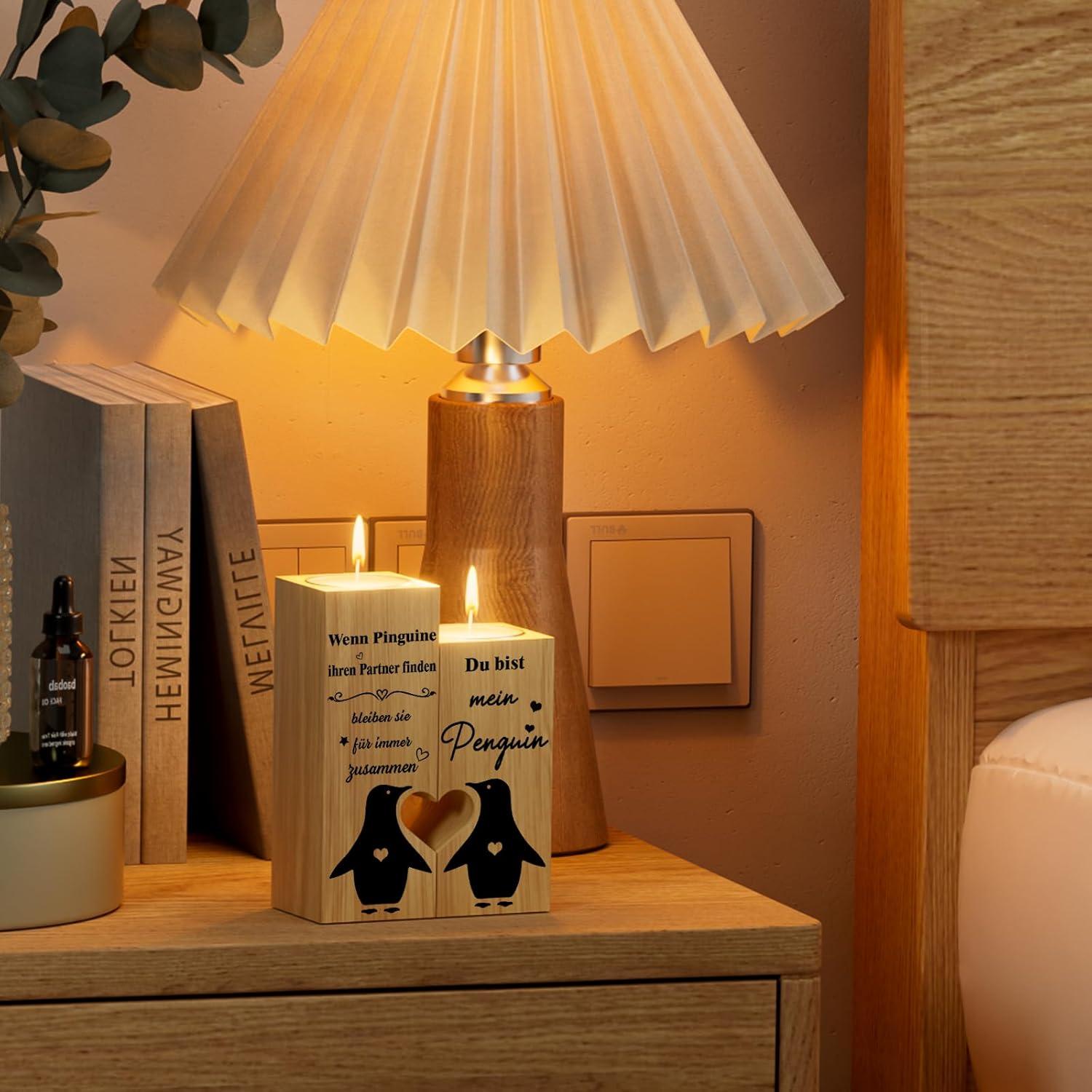 Pinguin Kerzenständer Jahrestag Geschenk für Freundin Ich Liebe Dich Valentinstag Ehefrau