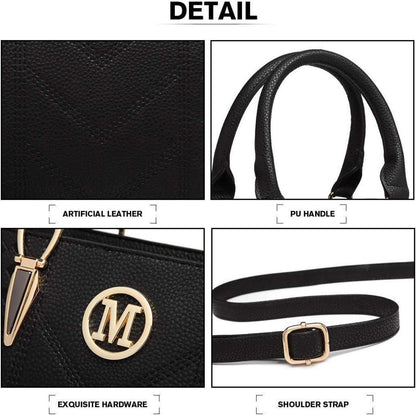 Damen Handtasche mittelgroß mit Geldbörse, Schwarz