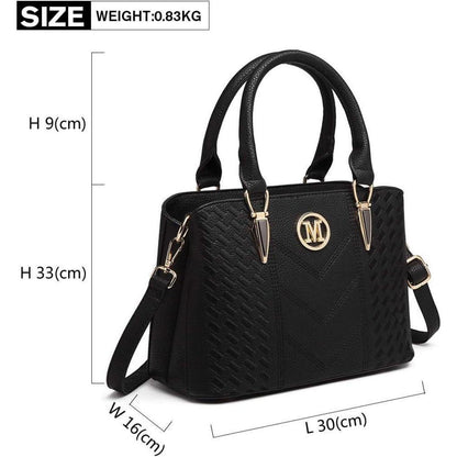 Damen Handtasche mittelgroß mit Geldbörse, Schwarz