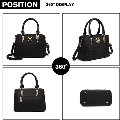 Damen Handtasche mittelgroß mit Geldbörse, Schwarz