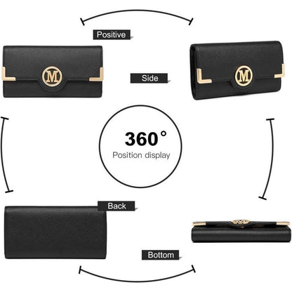 Damen Handtasche mittelgroß mit Geldbörse, Schwarz