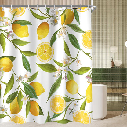 Duschvorhang Zitrone Blatt 240x200cm Waschbar Antischimmel Polyester 16 Ösen Paket 1