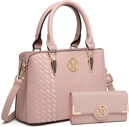 Miss Lulu Damen Handtasche Mittelgroß PU Leder Schwarz