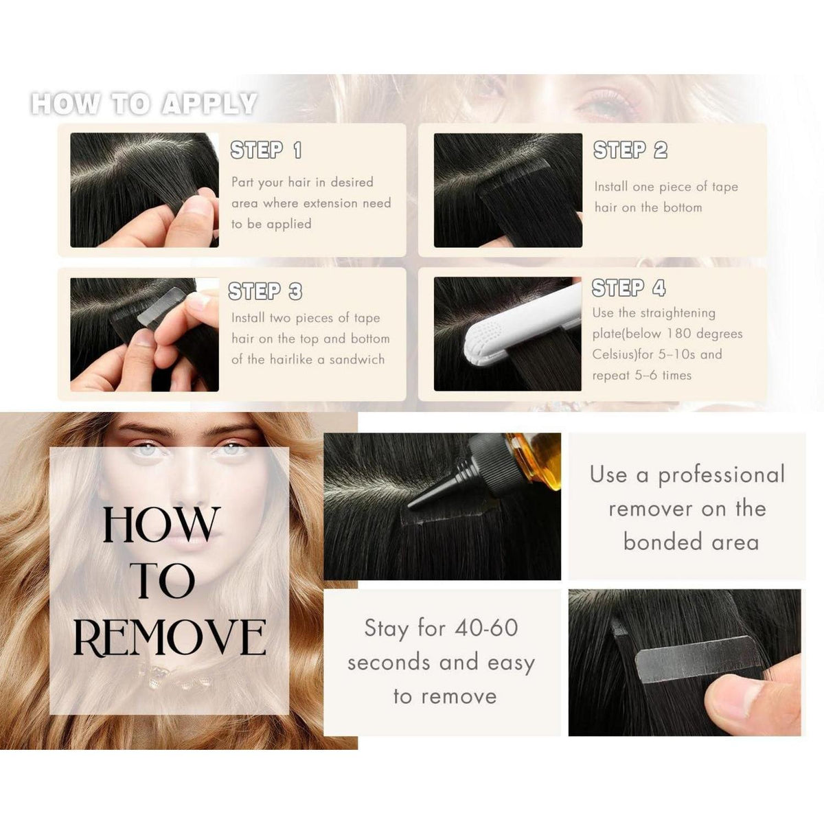 Echthaar Tape Extensions Goldbraun Balayage 55cm