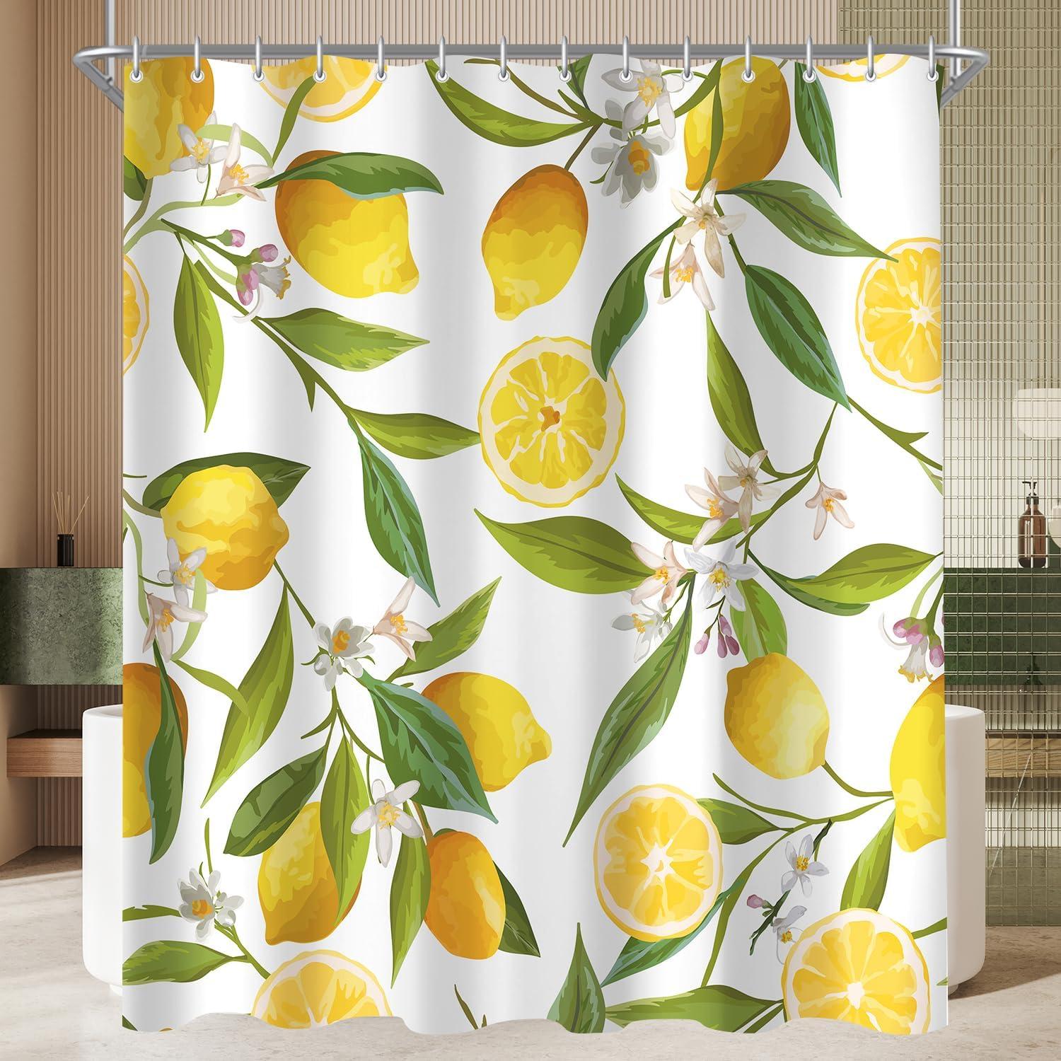 Duschvorhang Zitrone Blatt 200x200cm Wasserabweisend Polyester Safe