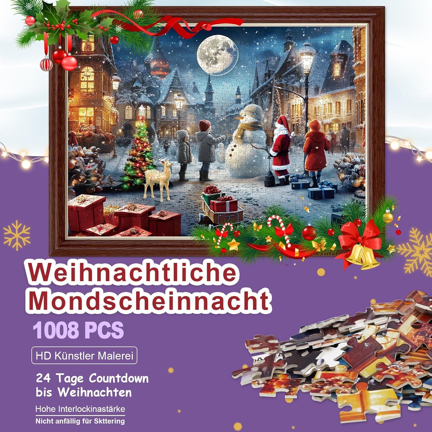 Adventskalender Puzzle 1008 Teile Exit Weihnachten 2024 Erwachsene Kinder Jigsaw