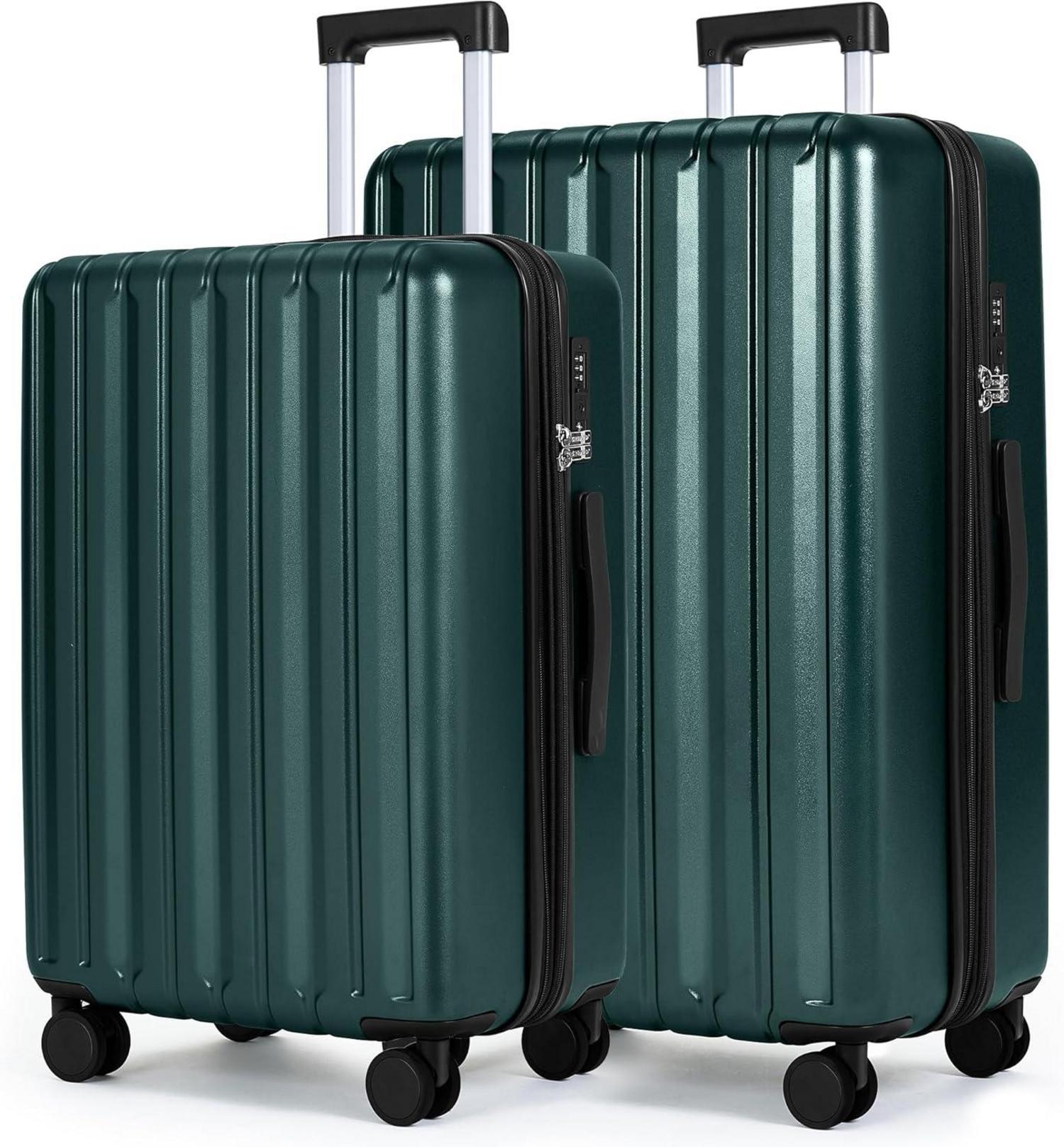 SHOWKOO Kofferset Hartschale 65cm+75cm TSA Rollen dunkelgrün L+XL