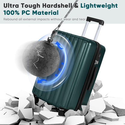 SHOWKOO Kofferset Hartschale 65cm+75cm TSA Rollen dunkelgrün L+XL