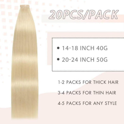 Echthaar Tape Extensions Hellblond 60cm (24 Zoll)