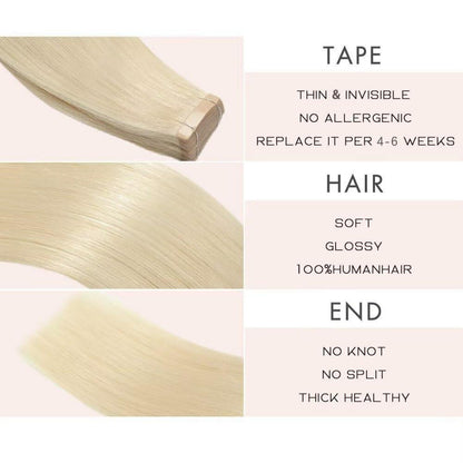 Echthaar Tape Extensions Hellblond 60cm (24 Zoll)