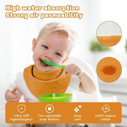 HOTUT Musselin Baby Halstuch 10er Set mit Verstellbaren Druckknöpfen