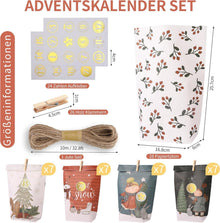 Adventskalender zum Befüllen mit 28 Kraftpapiertüten - DIY