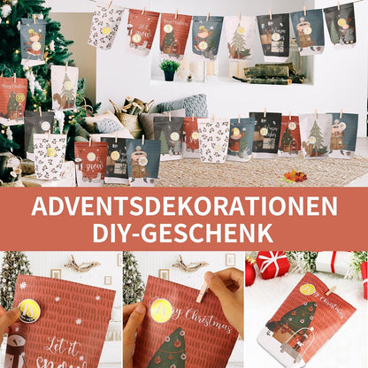 Adventskalender DIY Schneemann Motiv Geschenktüten Weihnachten