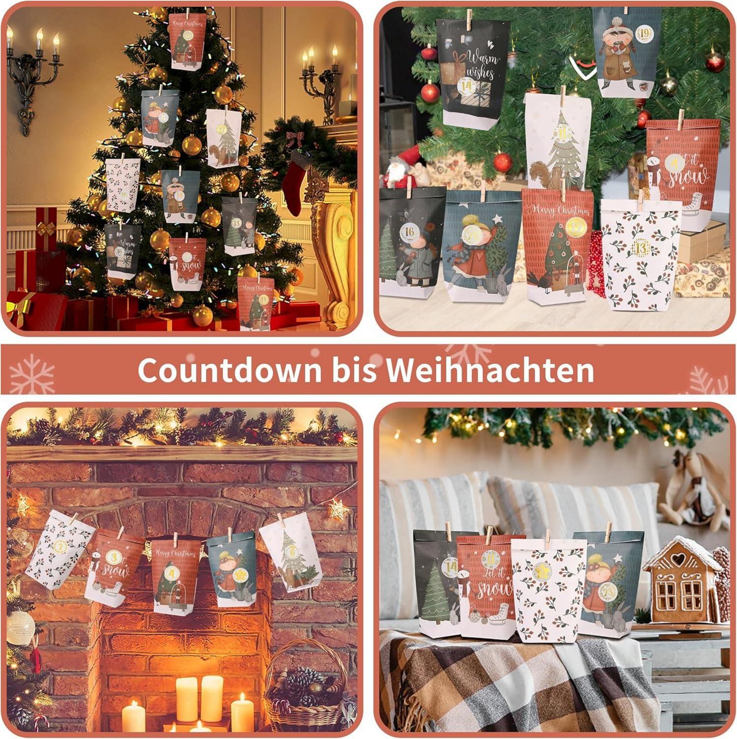 Adventskalender zum Befüllen Kraftpapiertüten Weihnachten & Advent DIY