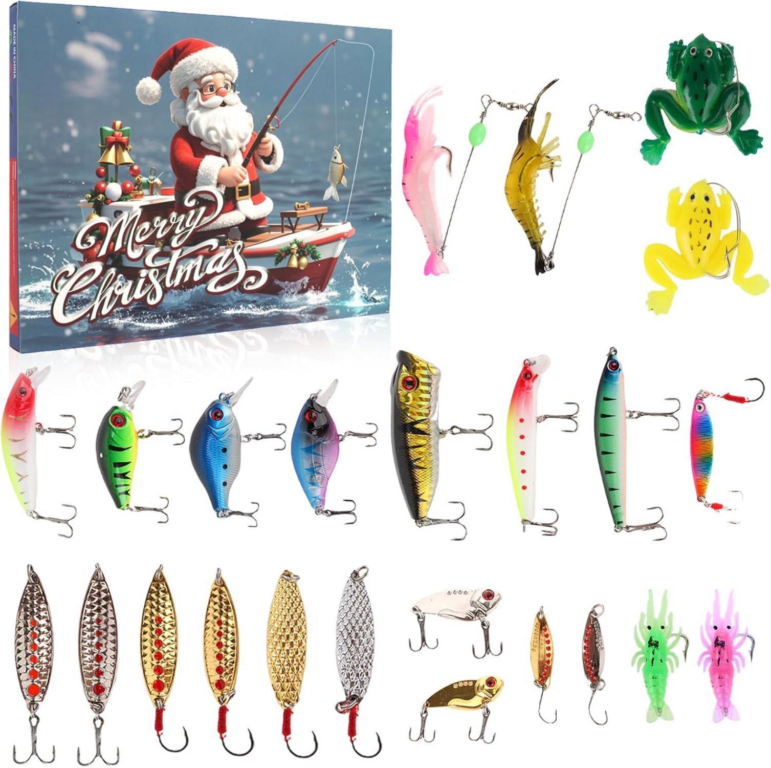 Angel Adventskalender 24-teiliges Köderset für Angler Jungen