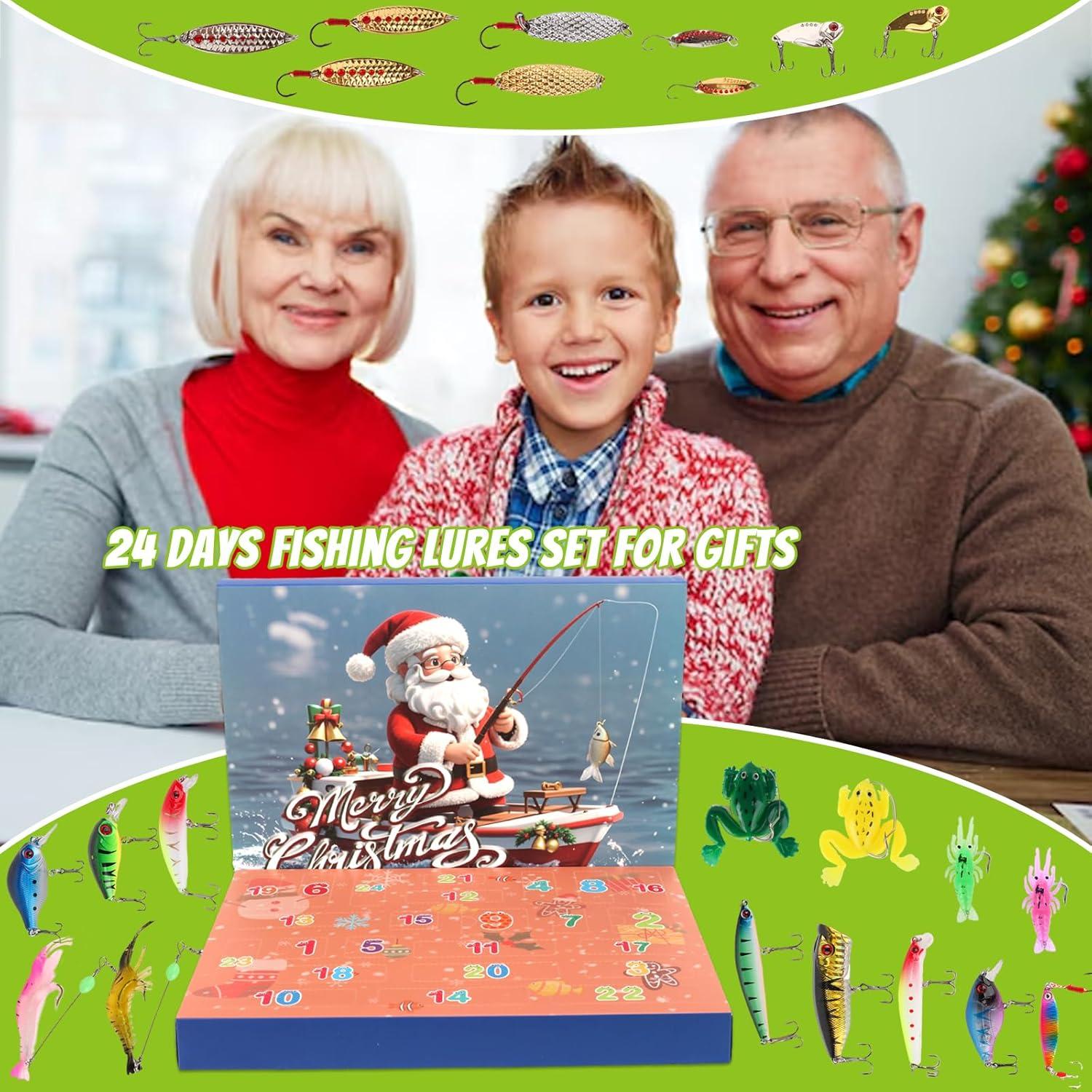 Adventskalender Angel Männer Köder Set Fischer Weihnachtskalender 24-teilig
