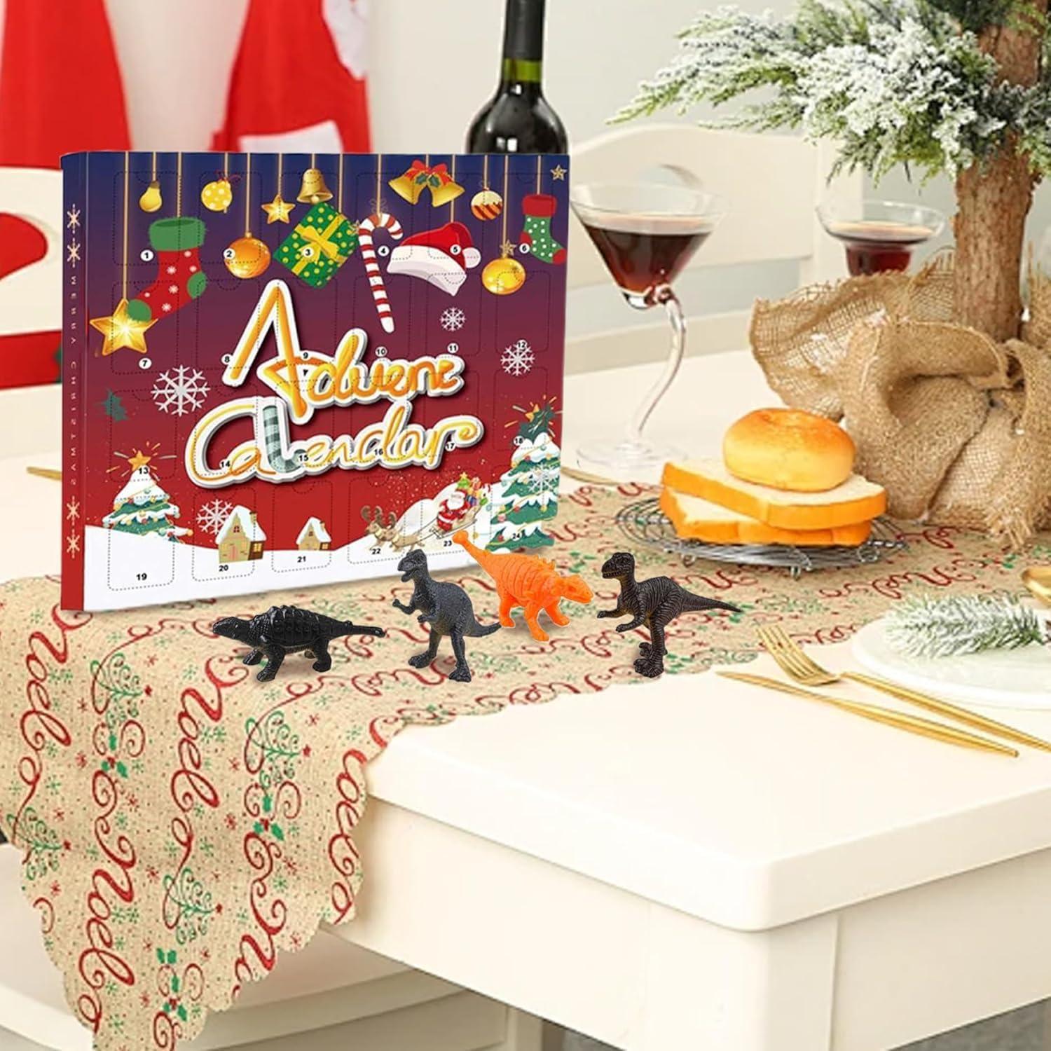 Adventskalender Dinosaurier Kinder 2024, Spielzeug 3-12 Jahre, 24 Tage Countdown-Calender