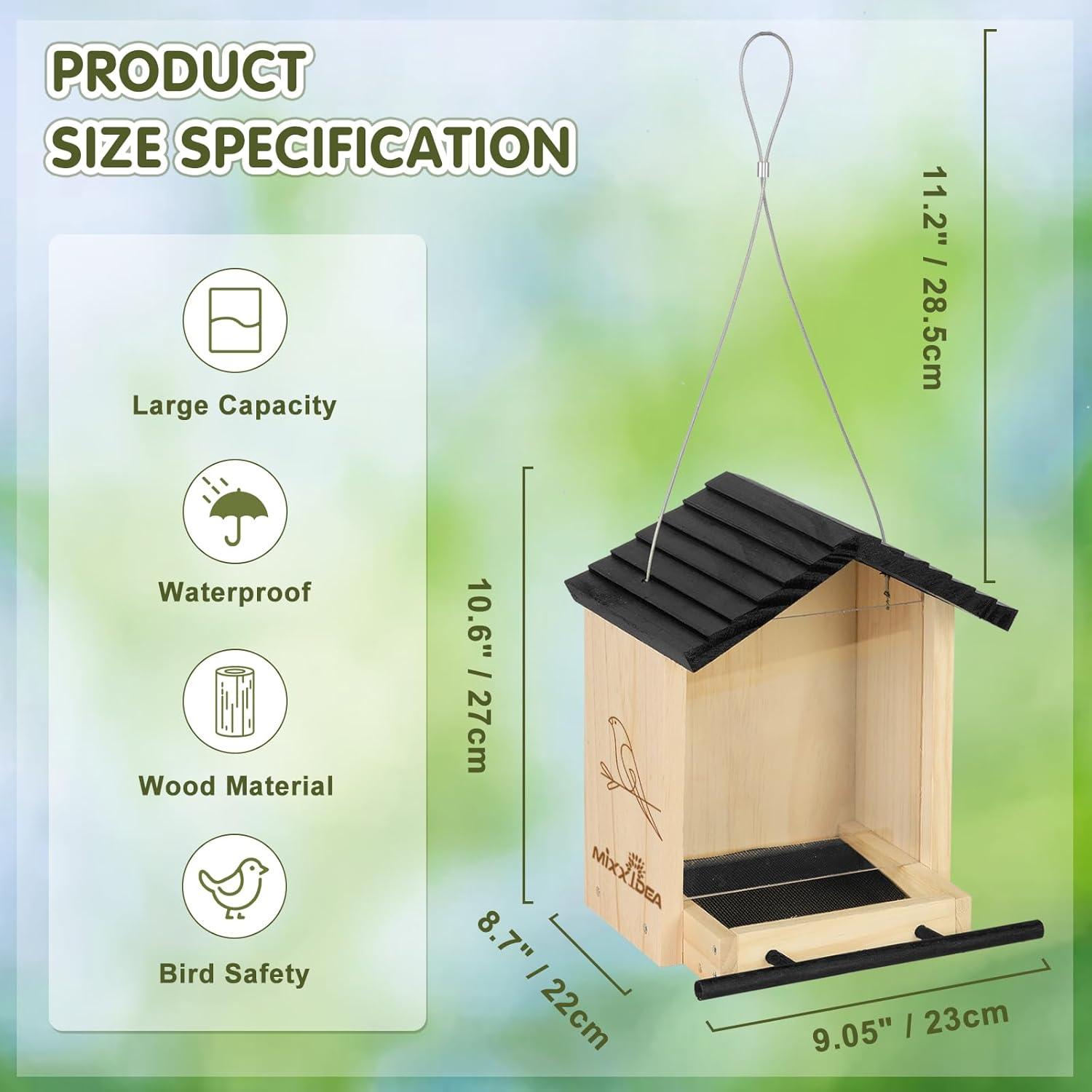 Vogelhaus aus Holz zum Aufhängen wetterfest, mit großem