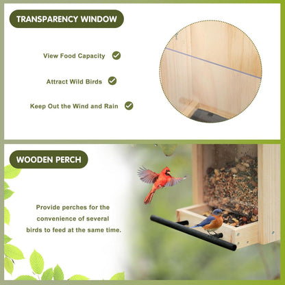 Vogelhaus Holz wetterfest Vogelfutterspender schwarz Dach 23x22x27 cm