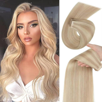 Echthaar Tape Extensions Aschblond 50cm (50g)