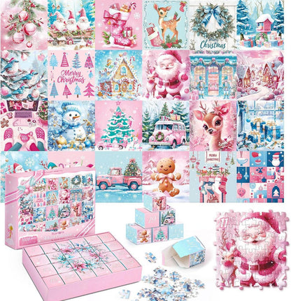 Weihnachts Puzzle Adventskalender 2024 Kinder Erwachsene Rosa