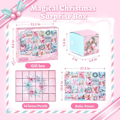 Weihnachts Puzzle Adventskalender 2024 Kinder Erwachsene Rosa