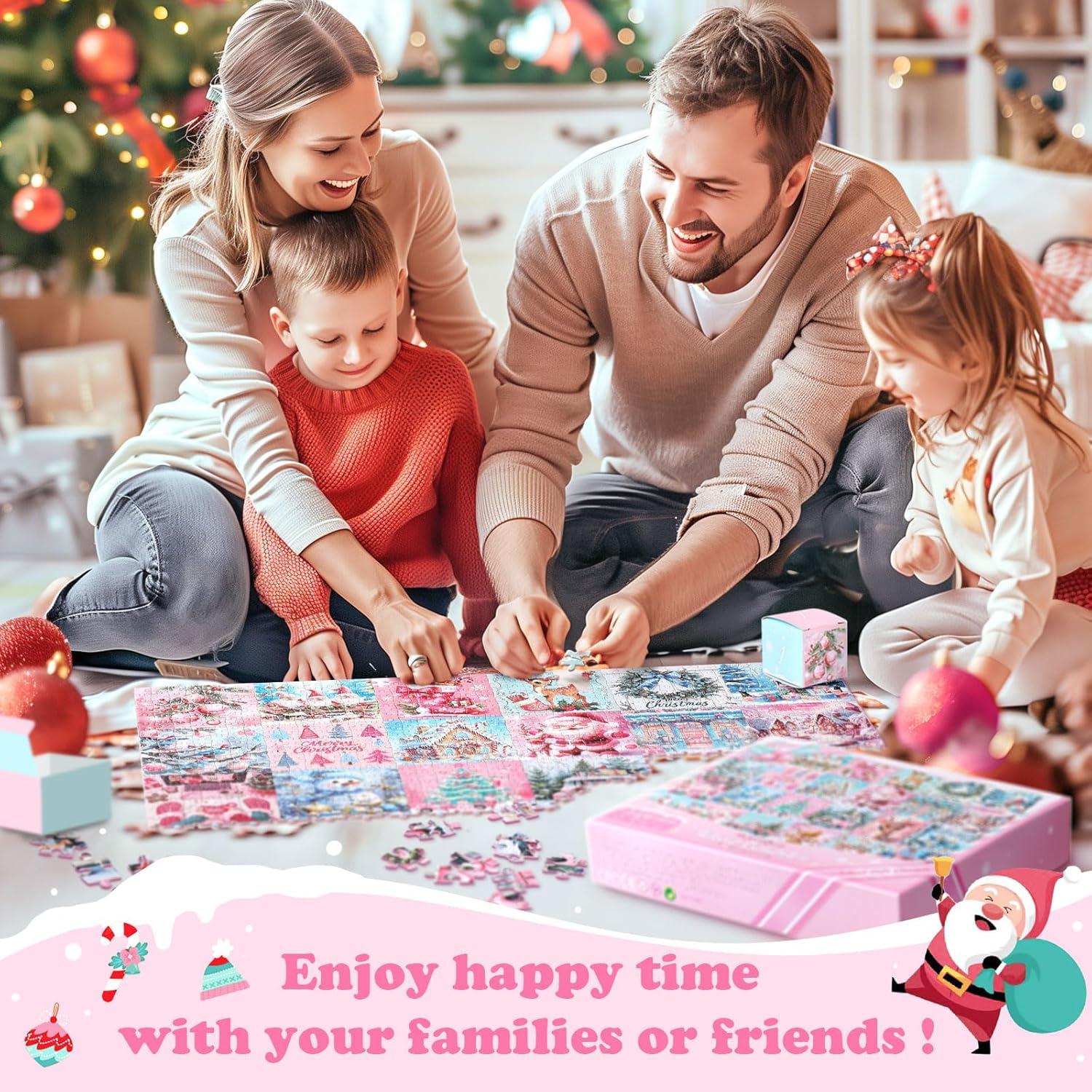 MJARTORIA Puzzle Adventskalender 2024 1008 Teile Weihnachten Mädchen Familie