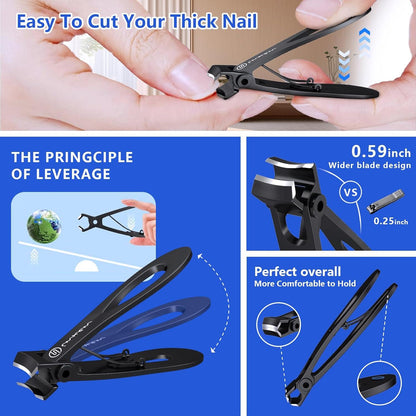 Ergonomischer Winkelkopf Nagelknipser für dicke Nägel | 3er Set