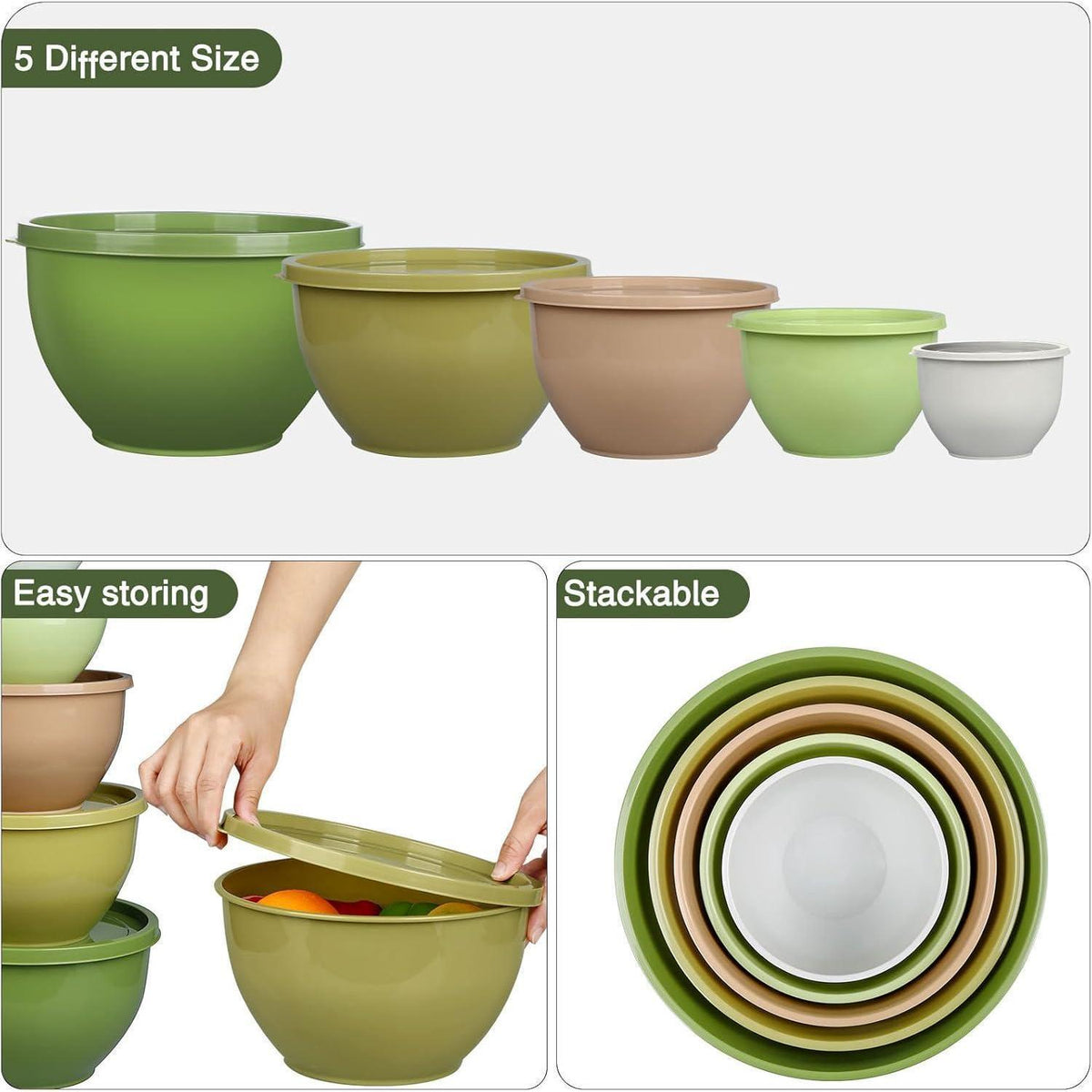 Greentainer Rührschüsseln Set mit Deckel – Stapelbar & BPA-frei