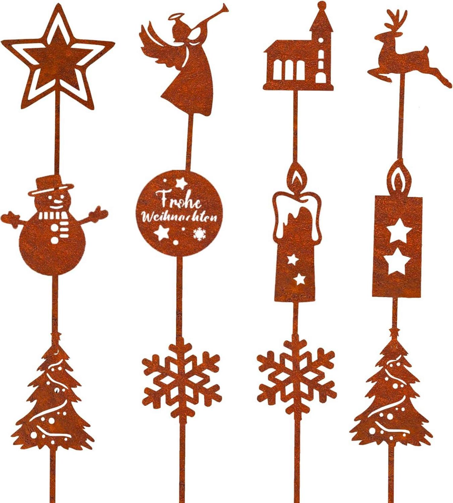 Weihnachtsdeko Gartenstecker Rost 12er Set Weihnachtsdeko Draußen