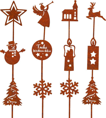 Weihnachtsdeko Gartenstecker Rost 12er Set Weihnachtsdeko Draußen