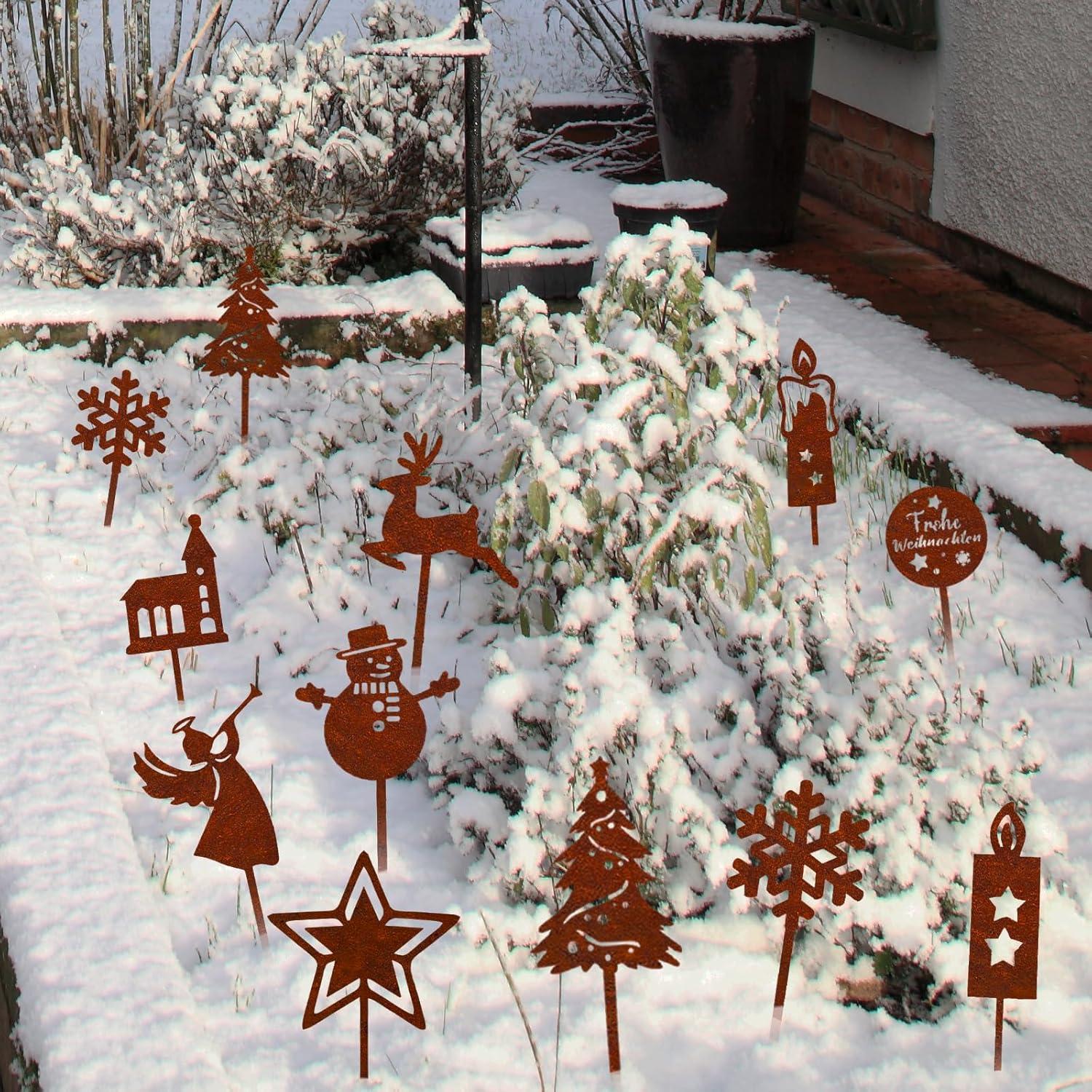 Weihnachtsdeko Gartenstecker Rost 12er Set Weihnachten Outdoor