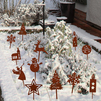 Weihnachtsdeko Gartenstecker Rost 12er Set Weihnachten Outdoor