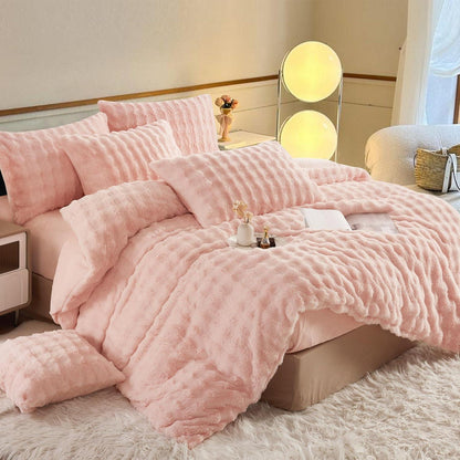 Plüsch Bettwäsche Set 200x200 Rosa - Winterwarm & Kuschelig