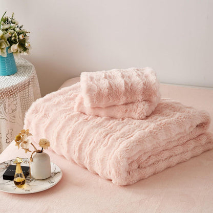 Plüsch Bettwäsche Set 220x240 Rosa - Winterwarm & Kuschelig