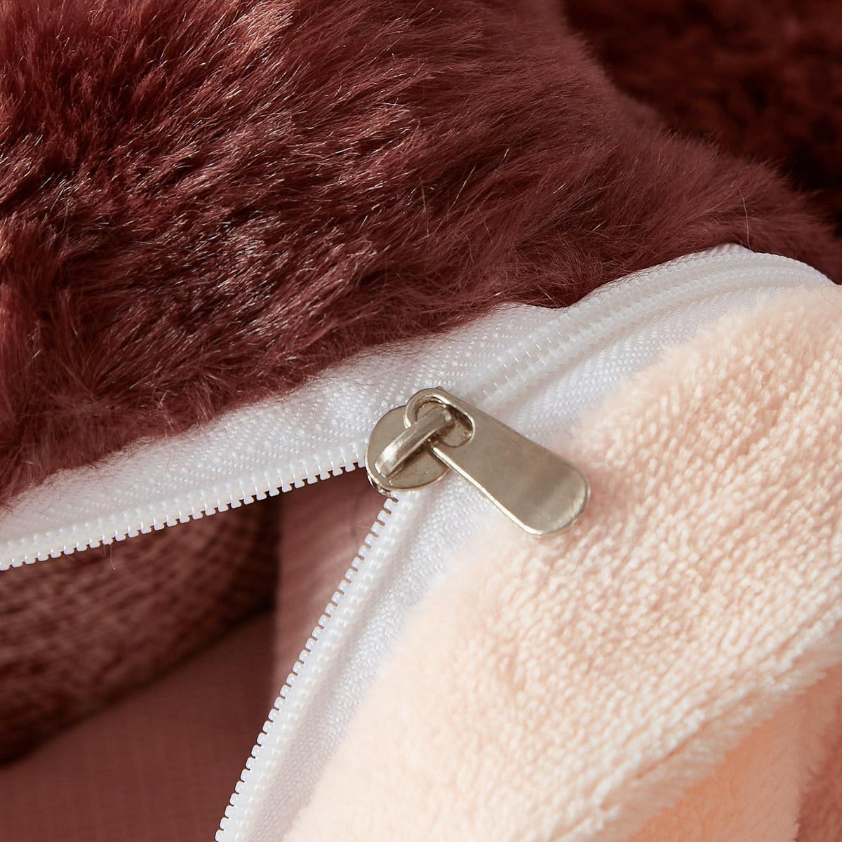 Plüsch Bettwäsche Set 200x200 Rosa Braun Winterwarm