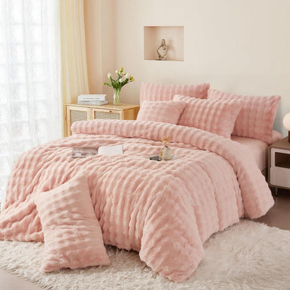 Plüsch Bettwäsche Set Rosa 200x220 cm - Winterwarm & Kuschelig