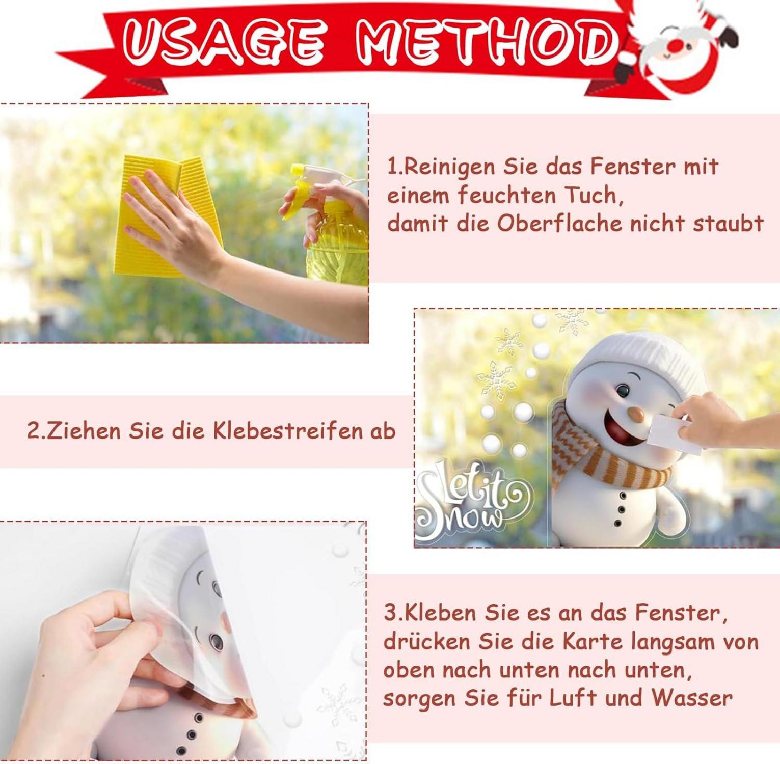 Statische Weihnachtsaufkleber 3D Wiederverwendbar 190stk