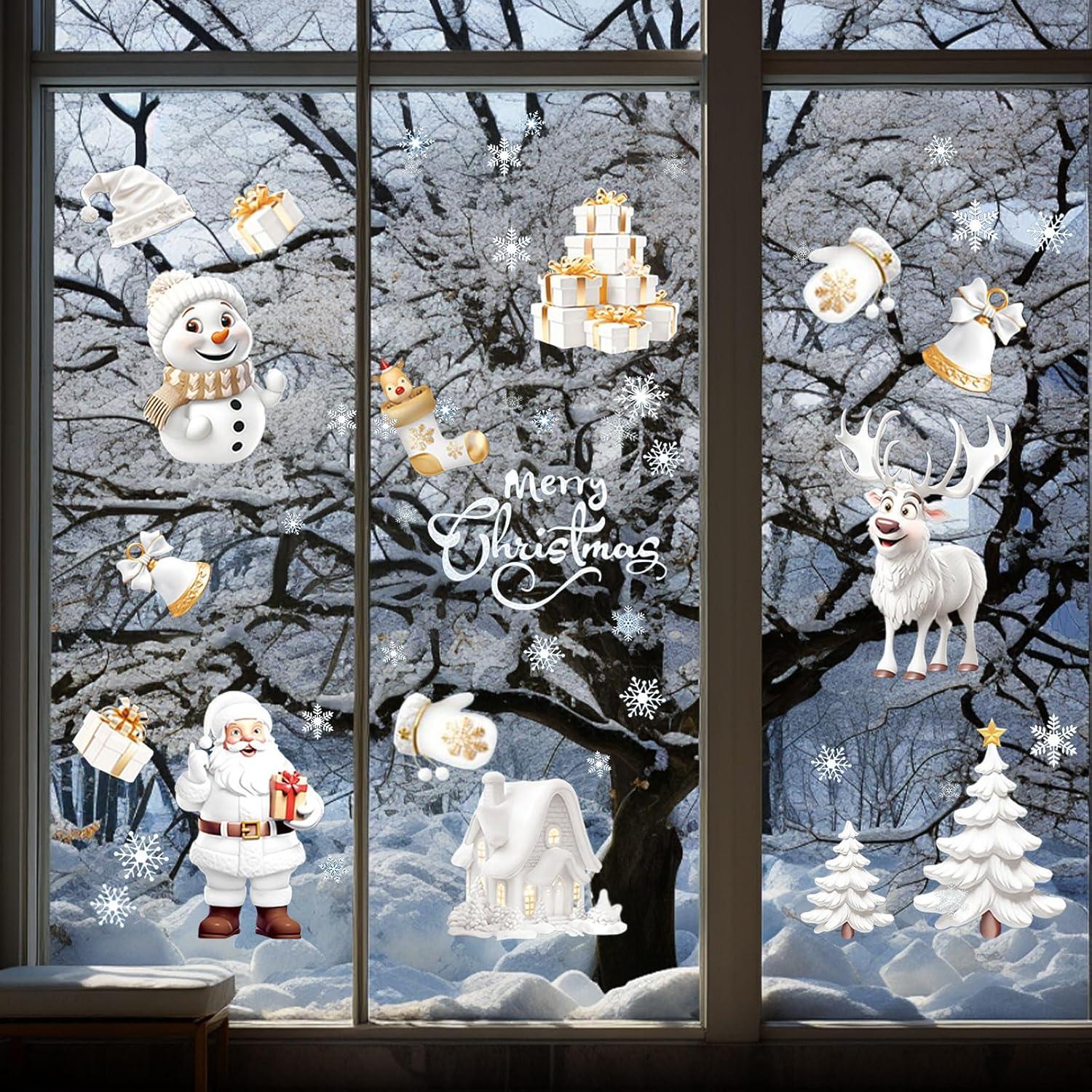 190pcs Weihnachtsfensterbilder Selbstklebend Doppelseitig 3D