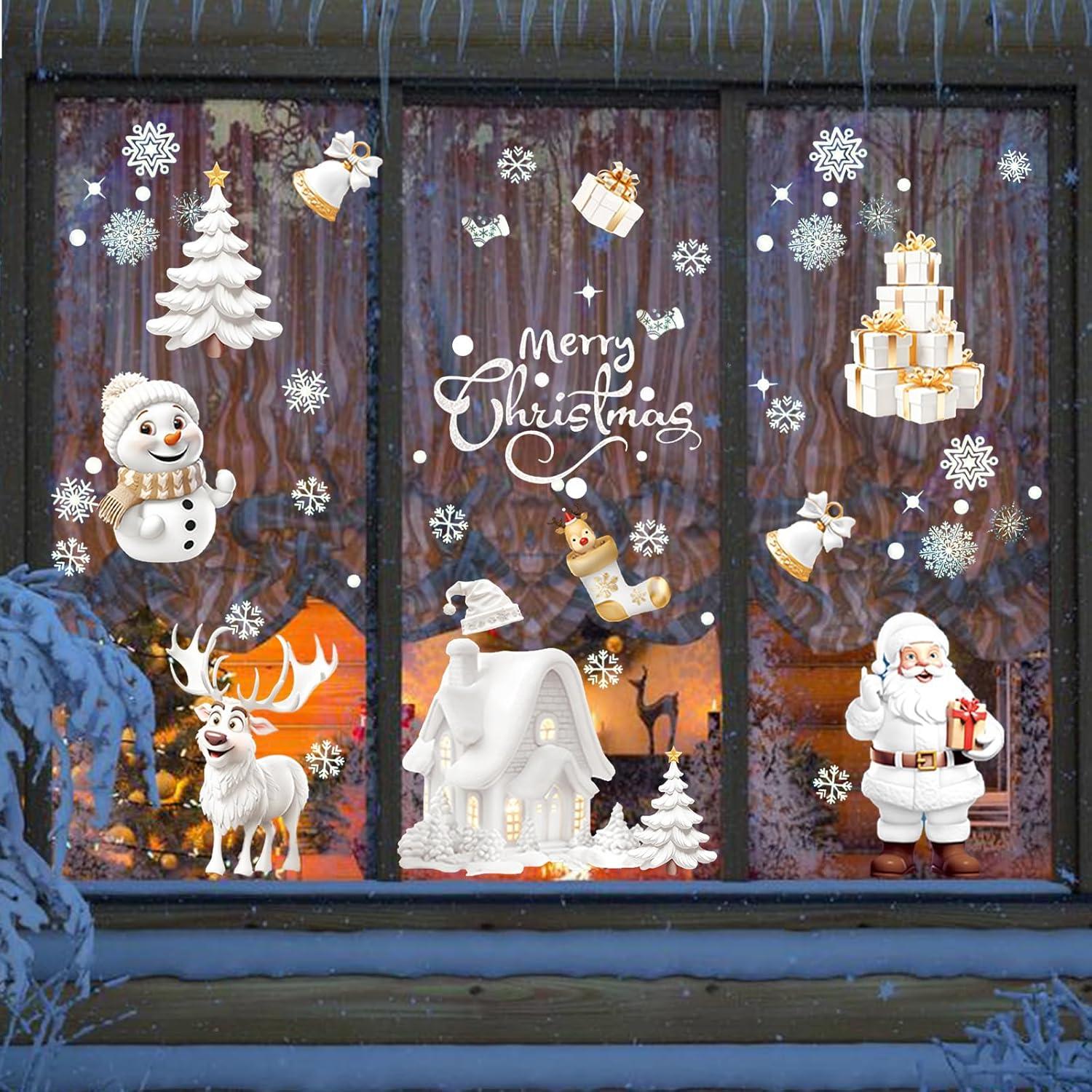 Wondsea Weihnachtsfensterbilder 190er Set Selbstklebend 3D Fensterdeko