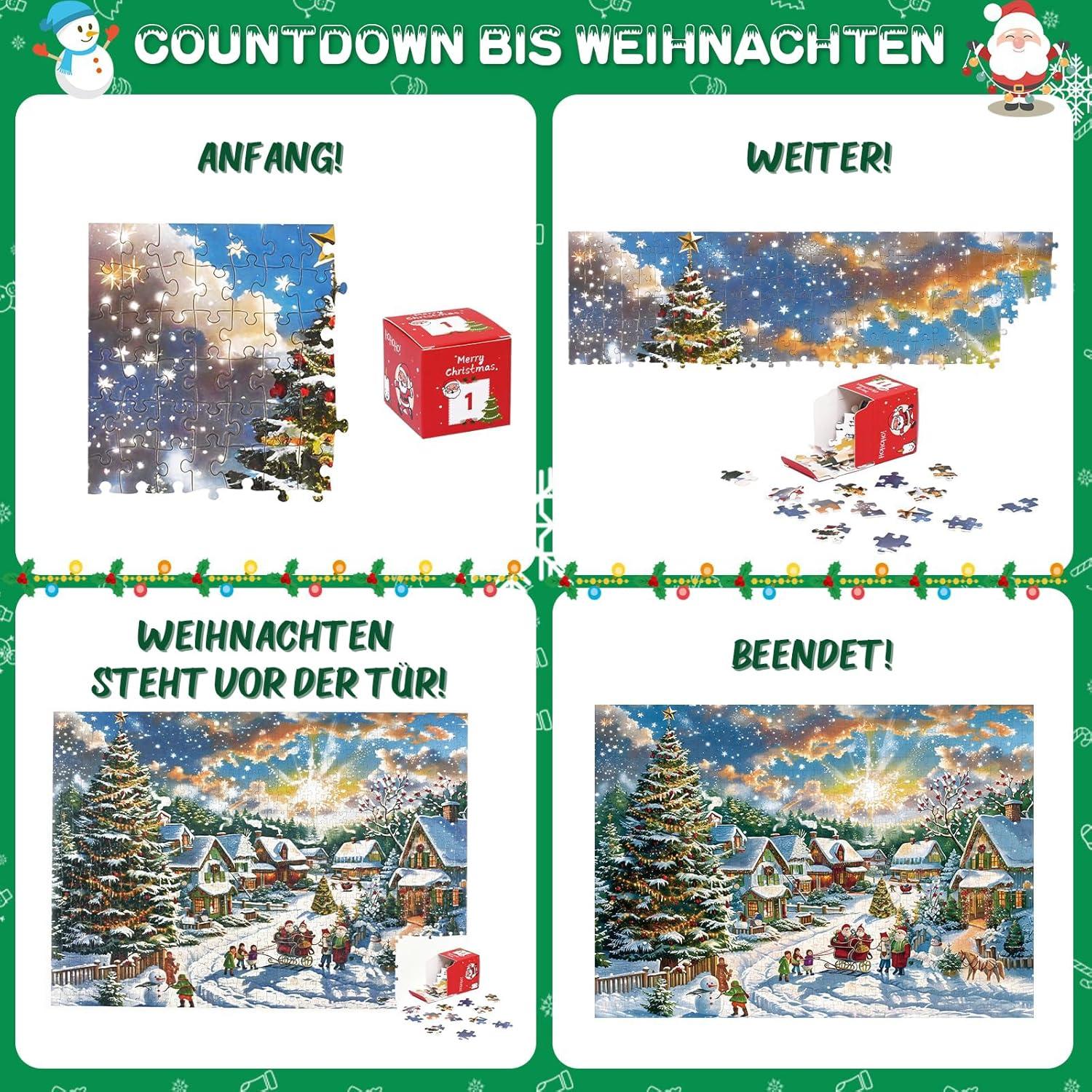 Adventskalender Puzzle 1008 Teile Exit Weihnachten Jigsaw Schneeszene