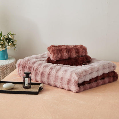 Plüsch Bettwäsche 220x240 Rosa Braun Winter Warm & Kuschelig