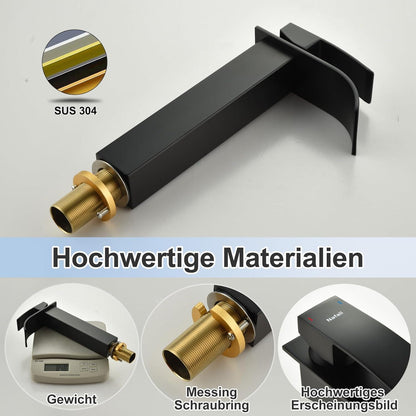 Schwarzer Wasserfall-Waschtischarmatur – Modern & Einfach zu Installieren