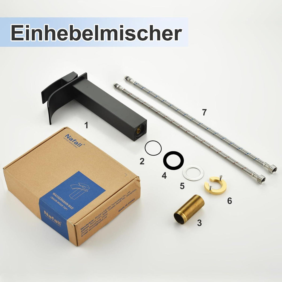 Schwarzer Wasserfall-Waschtischarmatur – Modern & Einfach zu Installieren
