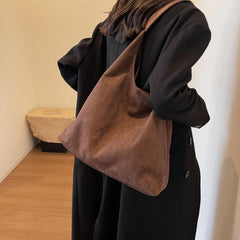 Wildlederimitat Tote Bag Damen Groß Schultertasche Shopper
