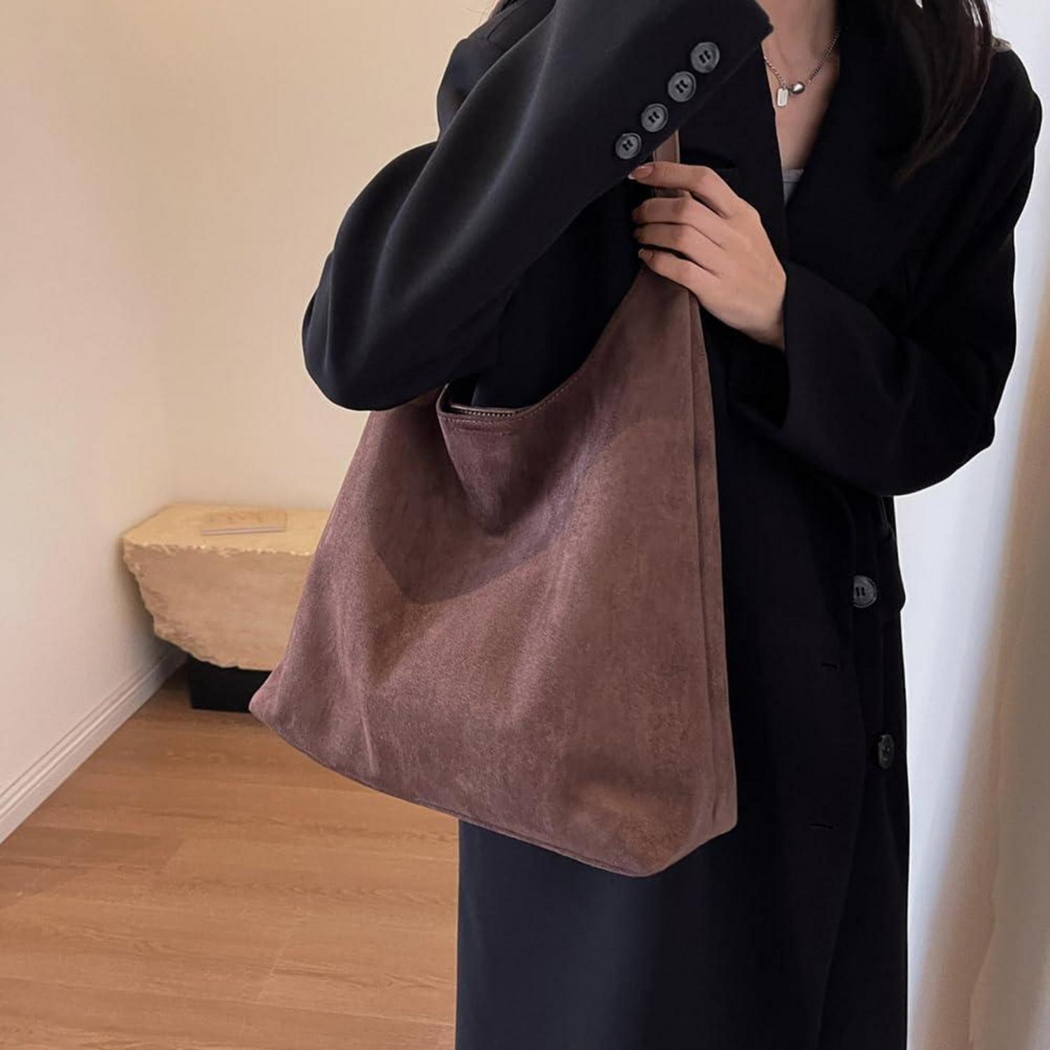TIAASTAP Tote Bag Wildlederimitat Damen Groß Shopper Schultertasche